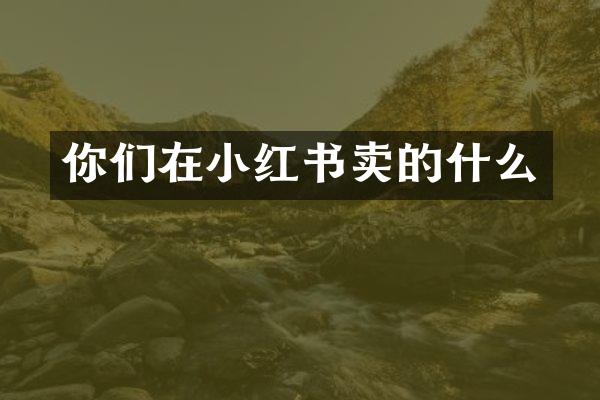 你们在小红书卖的什么
