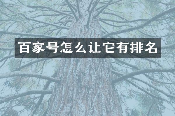 百家号怎么让它有排名