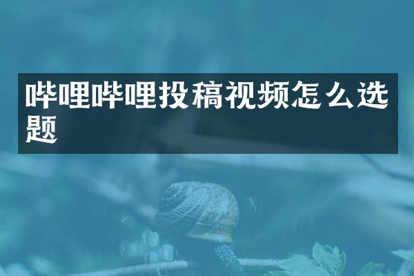 哔哩哔哩投稿视频怎么选题