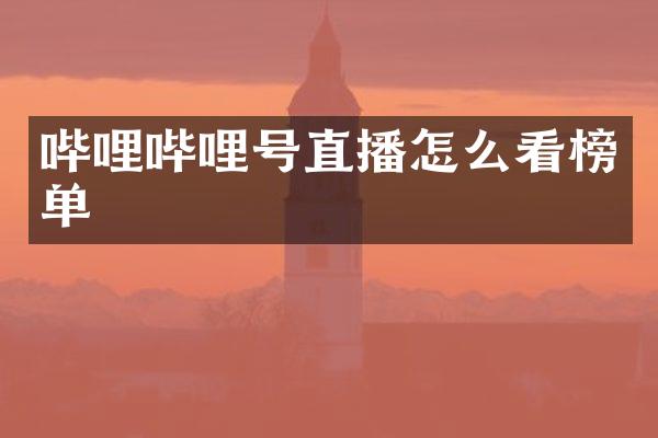哔哩哔哩号直播怎么看榜单