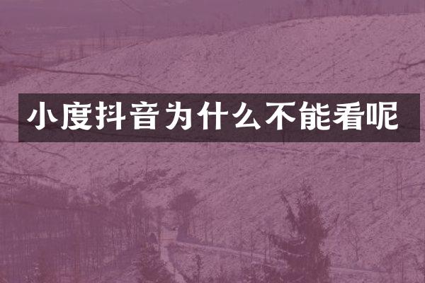 小度抖音为什么不能看呢