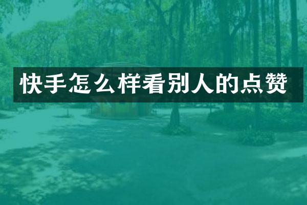 快手怎么样看别人的点赞