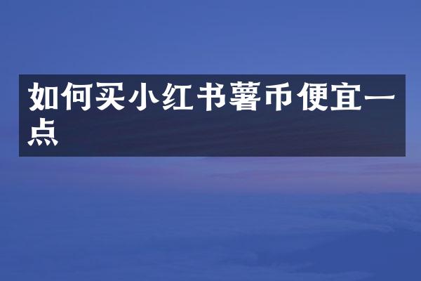 如何买小红书薯币便宜一点