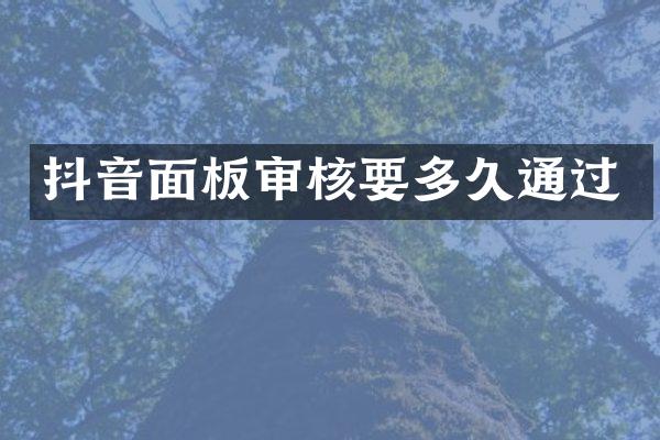 抖音面板审核要多久通过