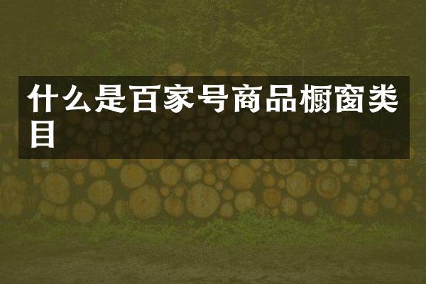 什么是百家号商品橱窗类目