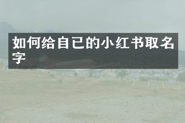 如何给自已的小红书取名字