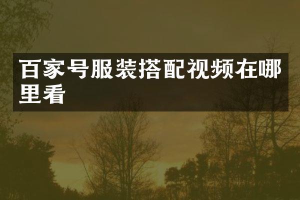 百家号服装搭配视频在哪里看
