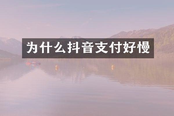 为什么抖音支付好慢