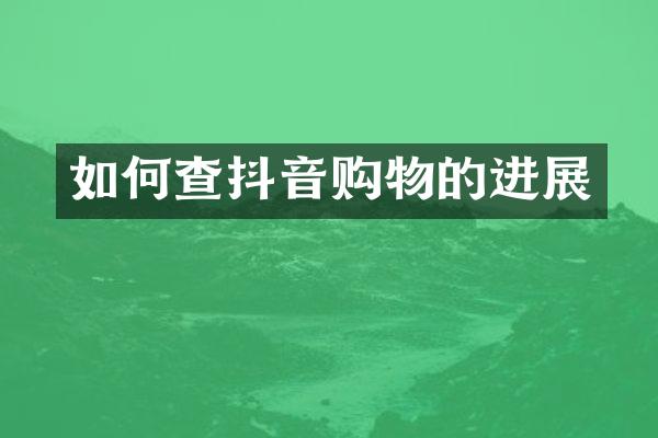 如何查抖音购物的进展