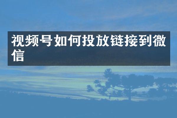 视频号如何投放链接到微信