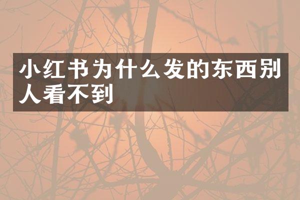 小红书为什么发的东西别人看不到