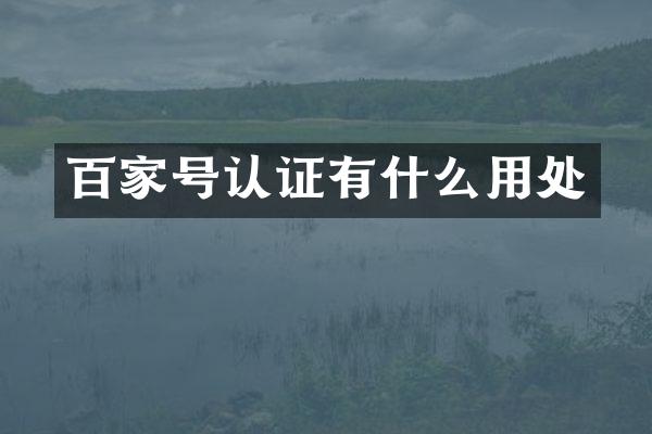 百家号认证有什么用处