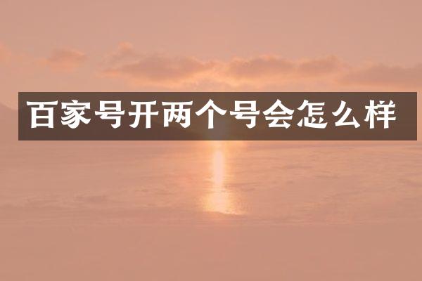百家号开两个号会怎么样