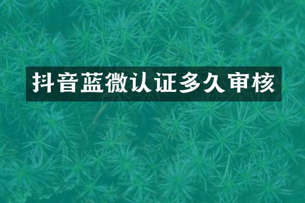 抖音蓝微认证多久审核