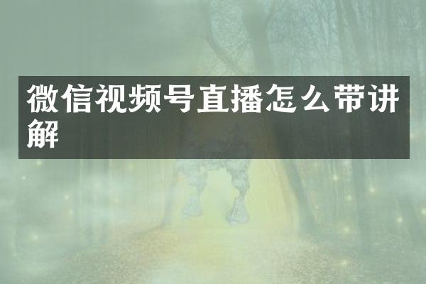微信视频号直播怎么带讲解