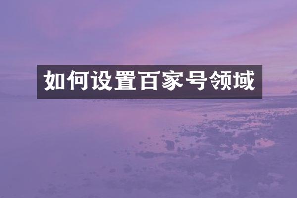 如何设置百家号领域
