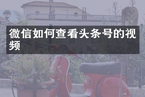 微信如何查看头条号的视频