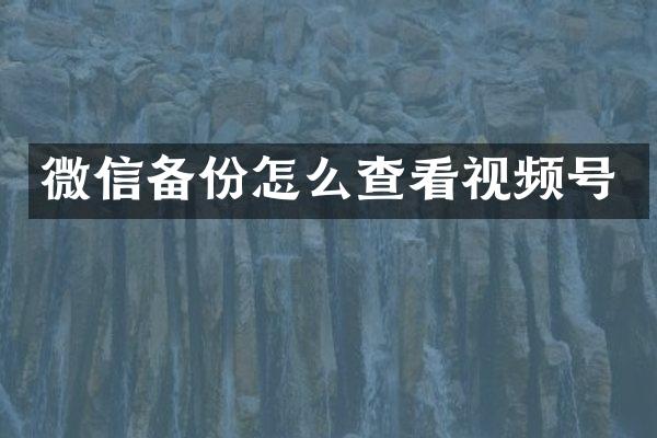 微信备份怎么查看视频号