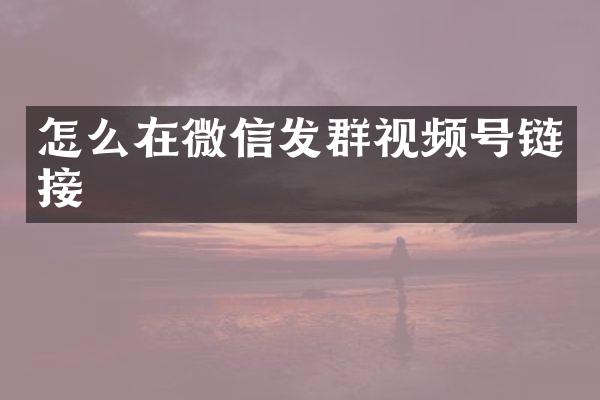 怎么在微信发群视频号链接