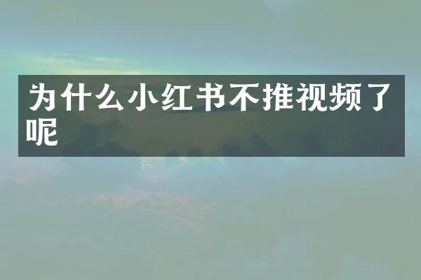 为什么小红书不推视频了呢