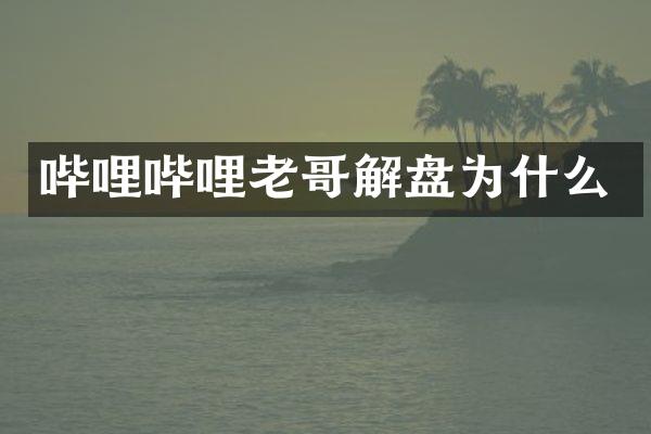 哔哩哔哩老哥解盘为什么