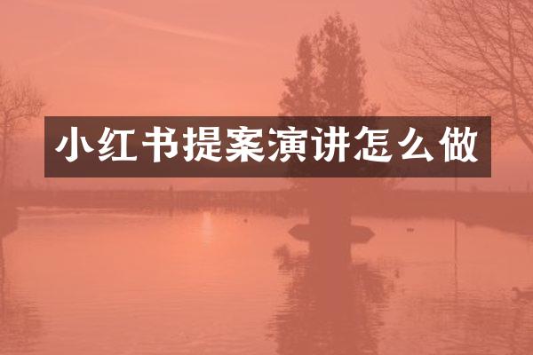 小红书提案演讲怎么做