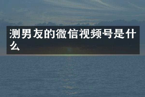 测男友的微信视频号是什么