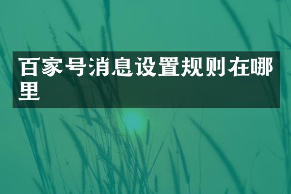 百家号消息设置规则在哪里