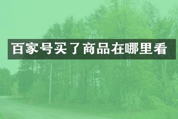 百家号买了商品在哪里看