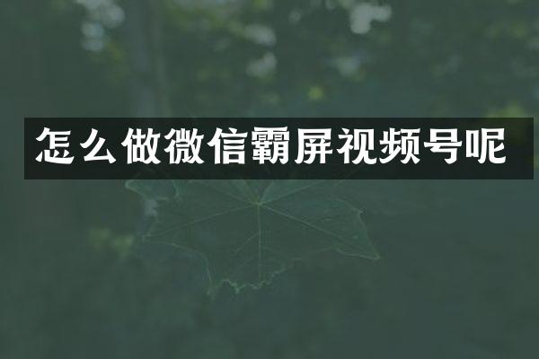 怎么做微信霸屏视频号呢