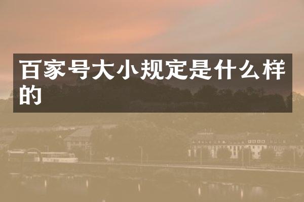 百家号大小规定是什么样的