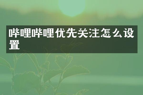 哔哩哔哩优先关注怎么设置