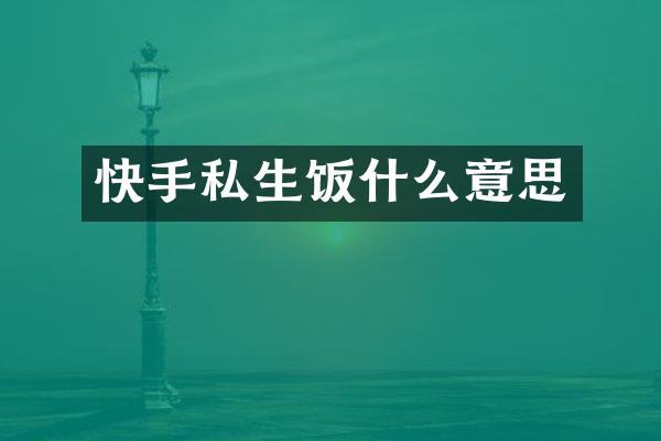 快手私生饭什么意思