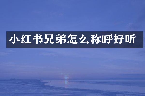 小红书兄弟怎么称呼好听