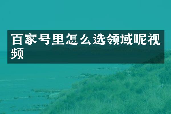 百家号里怎么选领域呢视频