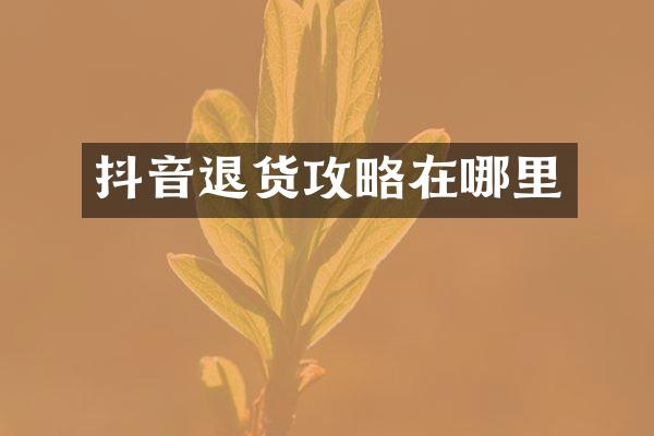 抖音退货攻略在哪里