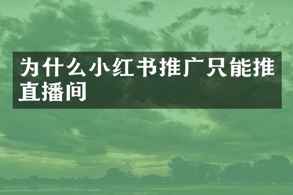 为什么小红书推广只能推直播间