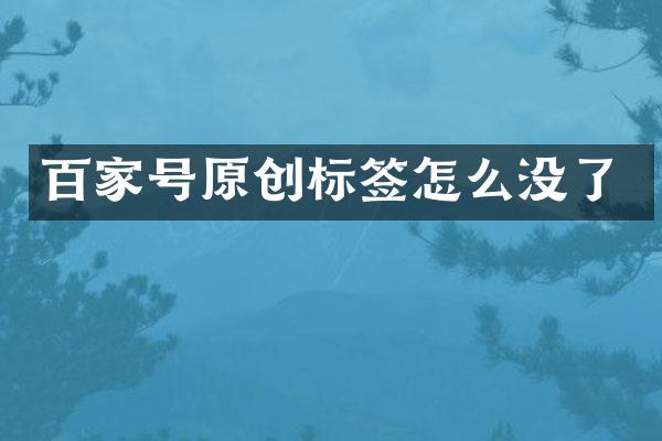 百家号原创标签怎么没了