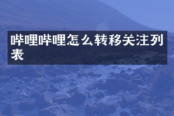 哔哩哔哩怎么转移关注列表