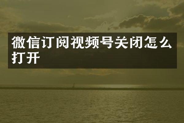 微信订阅视频号关闭怎么打开