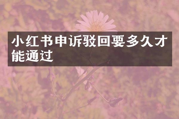 小红书申诉驳回要多久才能通过
