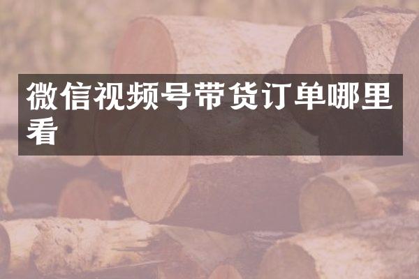 微信视频号带货订单哪里看