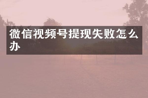 微信视频号提现失败怎么办