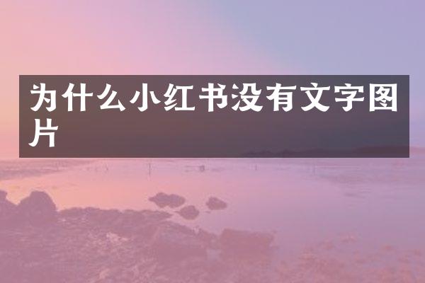 为什么小红书没有文字图片
