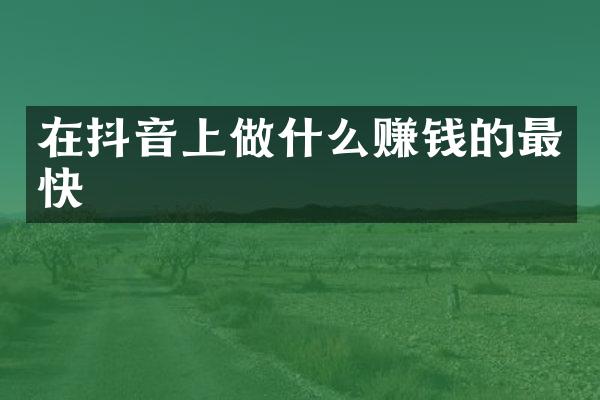 在抖音上做什么赚钱的最快