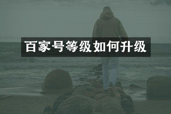 百家号等级如何升级