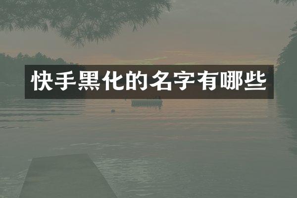 快手黑化的名字有哪些