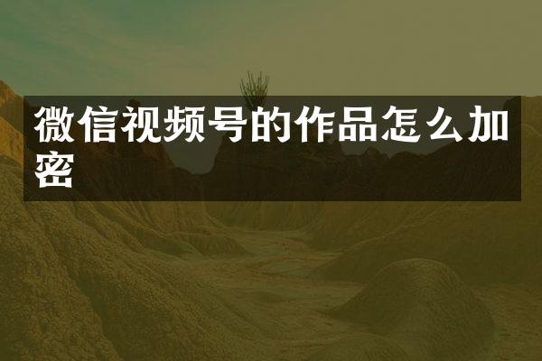 微信视频号的作品怎么加密