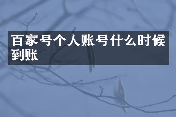 百家号个人账号什么时候到账