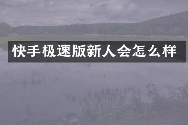 快手极速版新人会怎么样